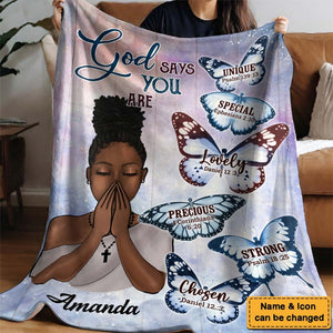 KISSFAITH-God Says I Am Personalized Blanket