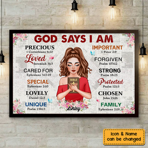 God Says I Am Girl With Cross Poster