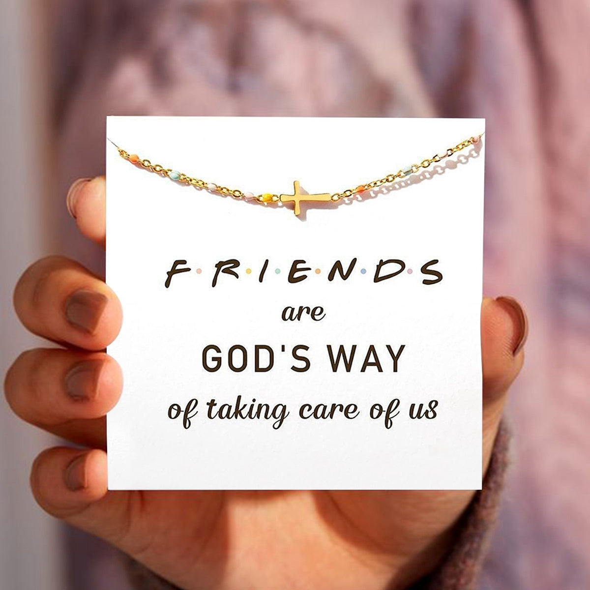 KISSFAITH-Friends Are God's Way of Taking Care Of Us Cross Bracelet