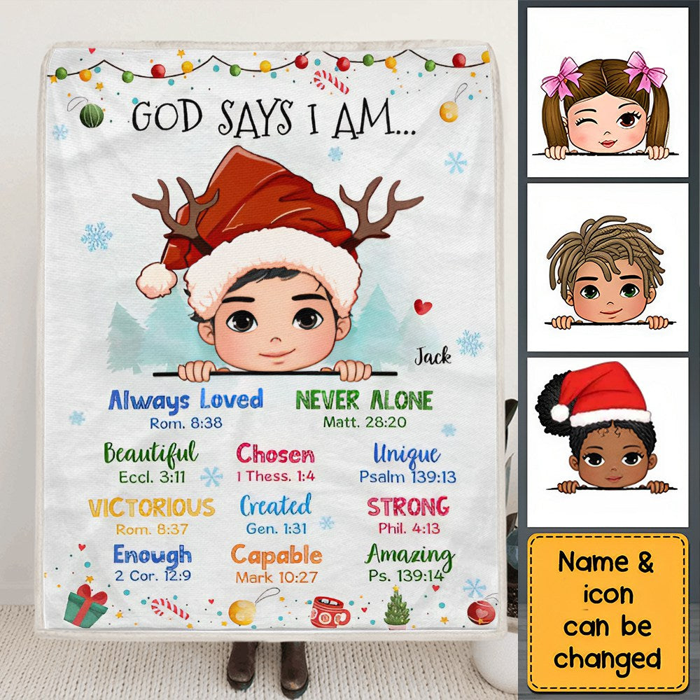 Gift For GrandKids God Says I Am Personalized Blanket