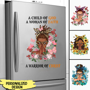 Flower Butterfly Praying Woman, Child Of God Personalized Sticker Decal