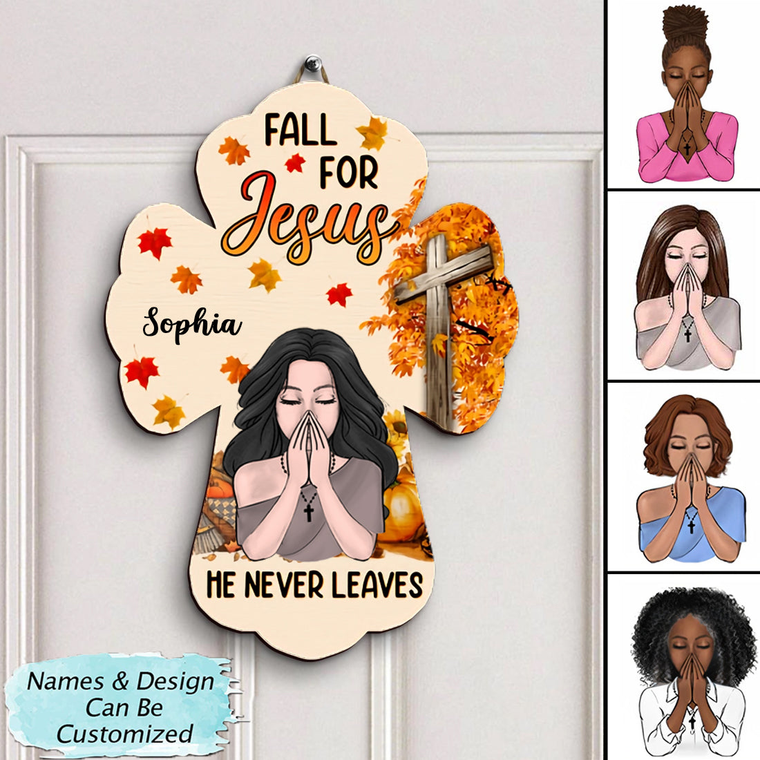 Personalized Door Sign - Gift For Family Member - Fall For Jesus