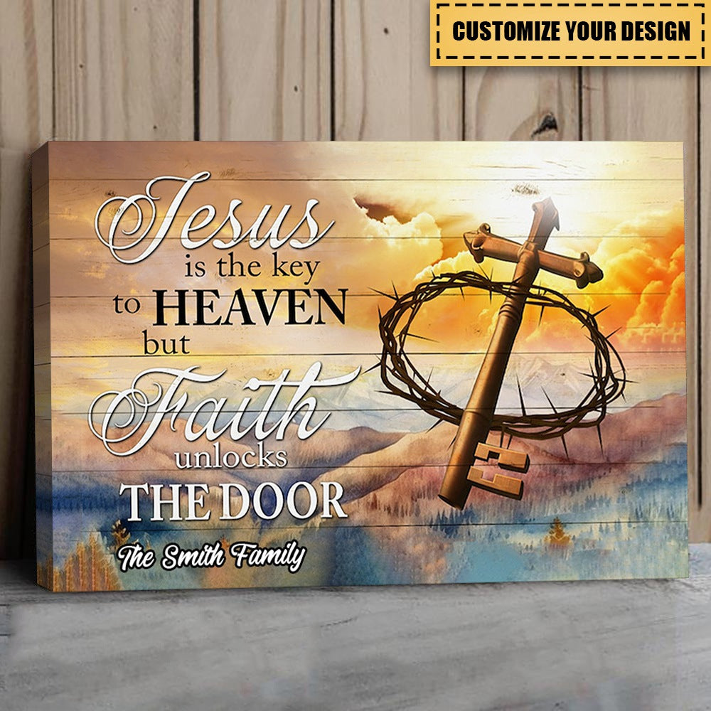 KISSFAITH-Jesus Is The Key To Heaven Canvas, Personalized Christian Gifts