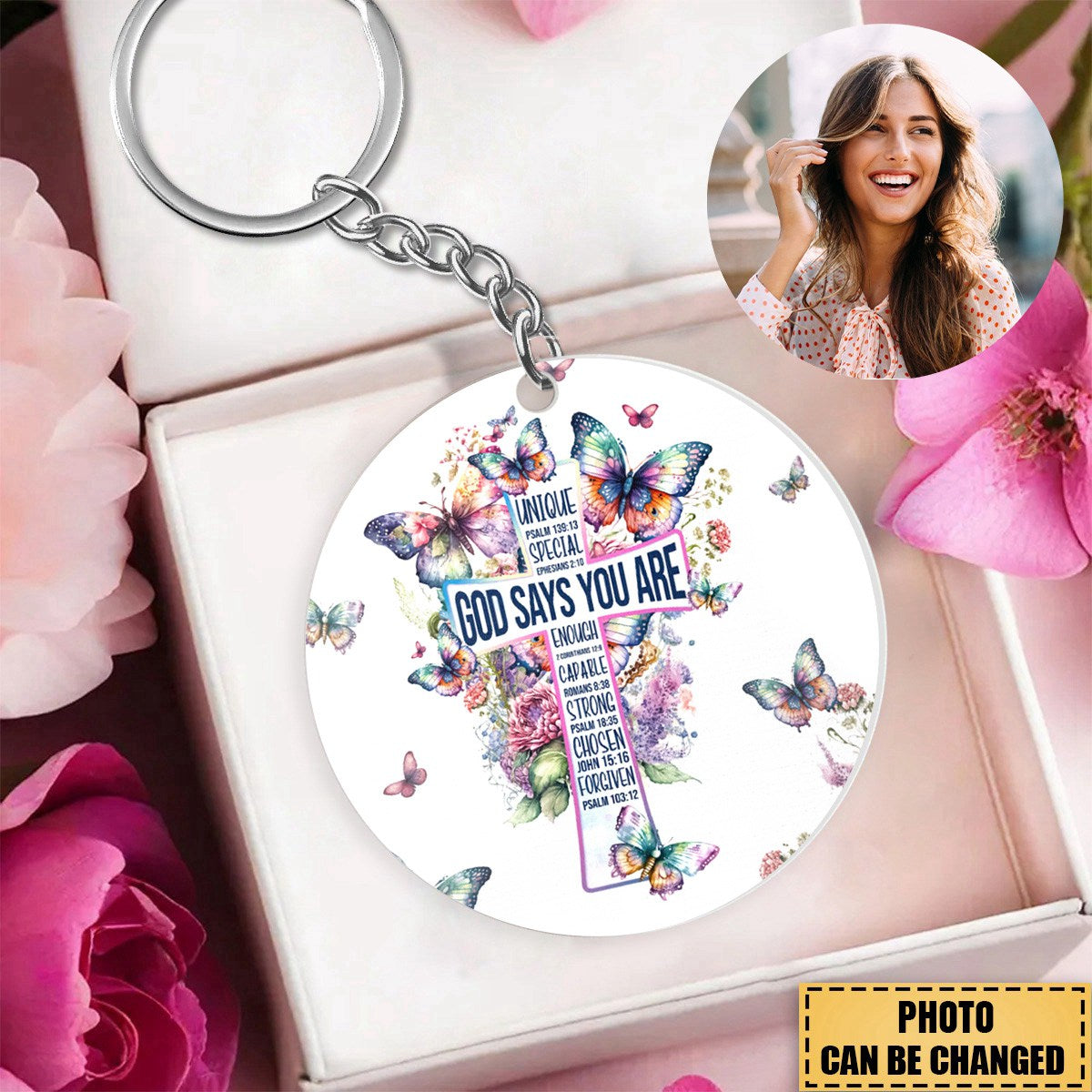 KISSFAITH-Butterfly God Says You Are Personalized Keychain