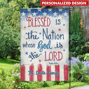 KISSFAITH-Blessed Is The Nation Whose God Is The Lord Personalized Flag