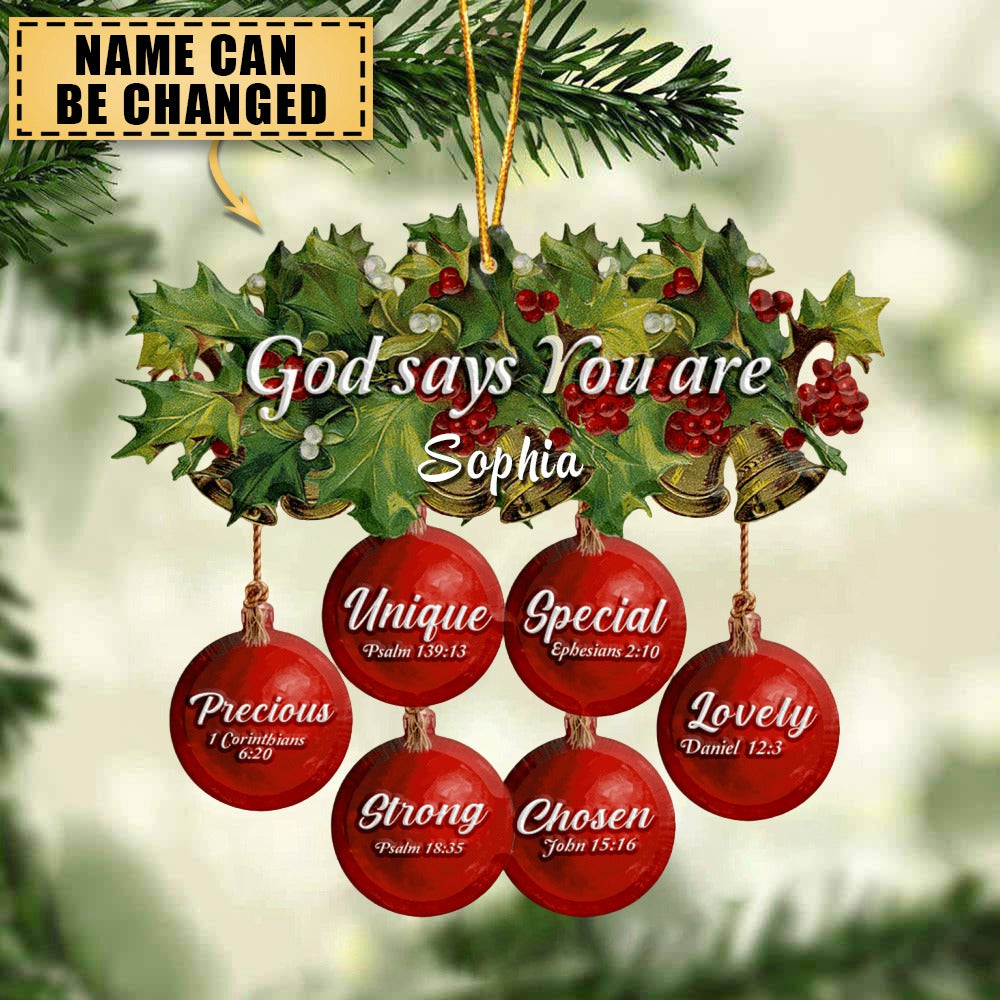 Personalized Christmas Flower Red Baubles God Says You Are Ornament