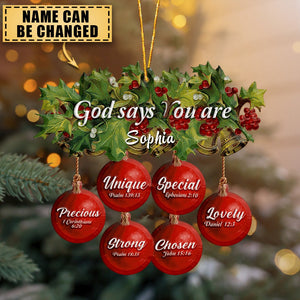 Personalized Christmas Flower Red Baubles God Says You Are Ornament