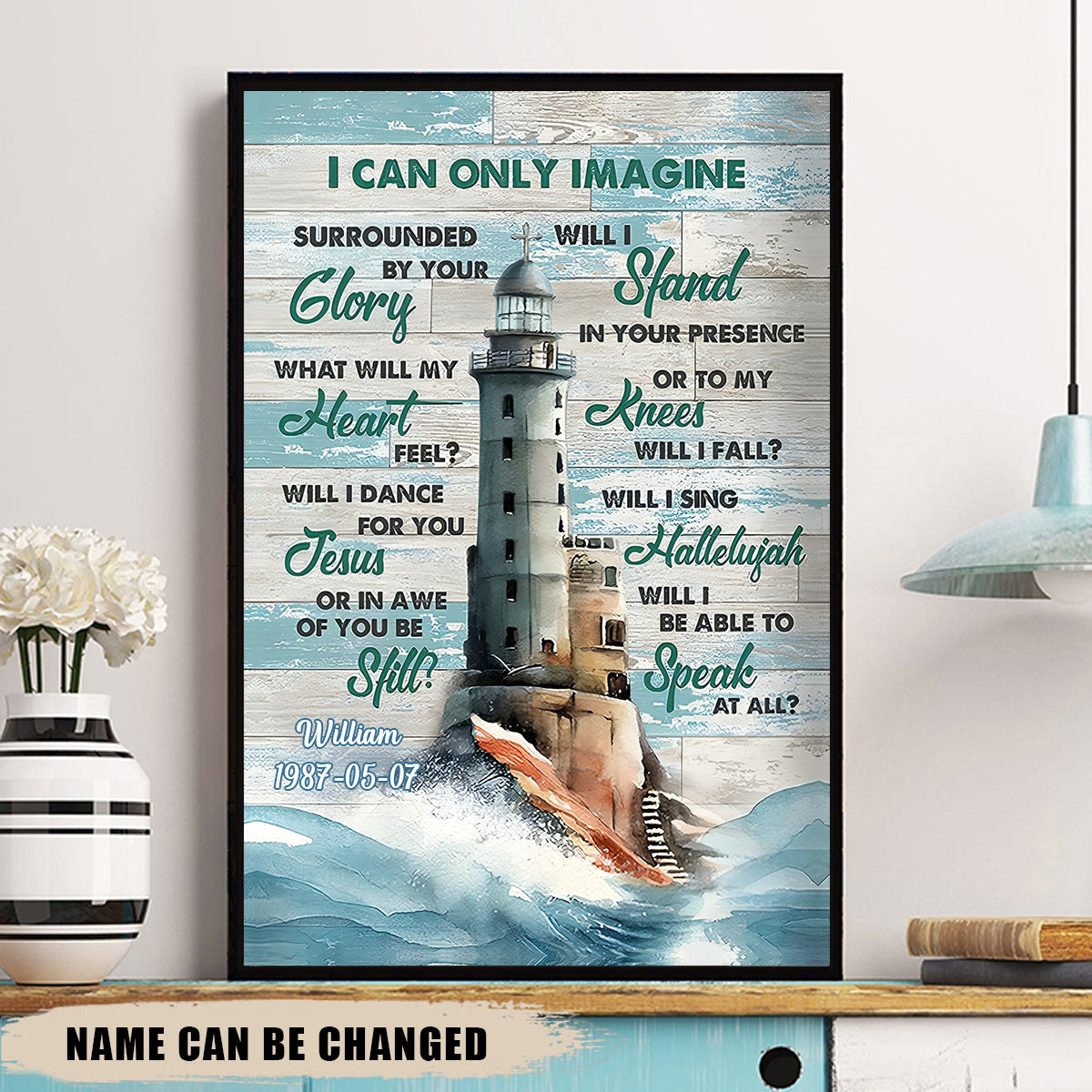 Lighthouse Wall Art Nautical Decoration - Lighthouse Christian Scripture Canvas