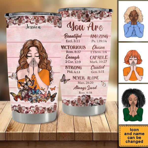 Personalized Flower Cross You Are Custom Tumbler Birthday Gifts For Wo -  kissfaith