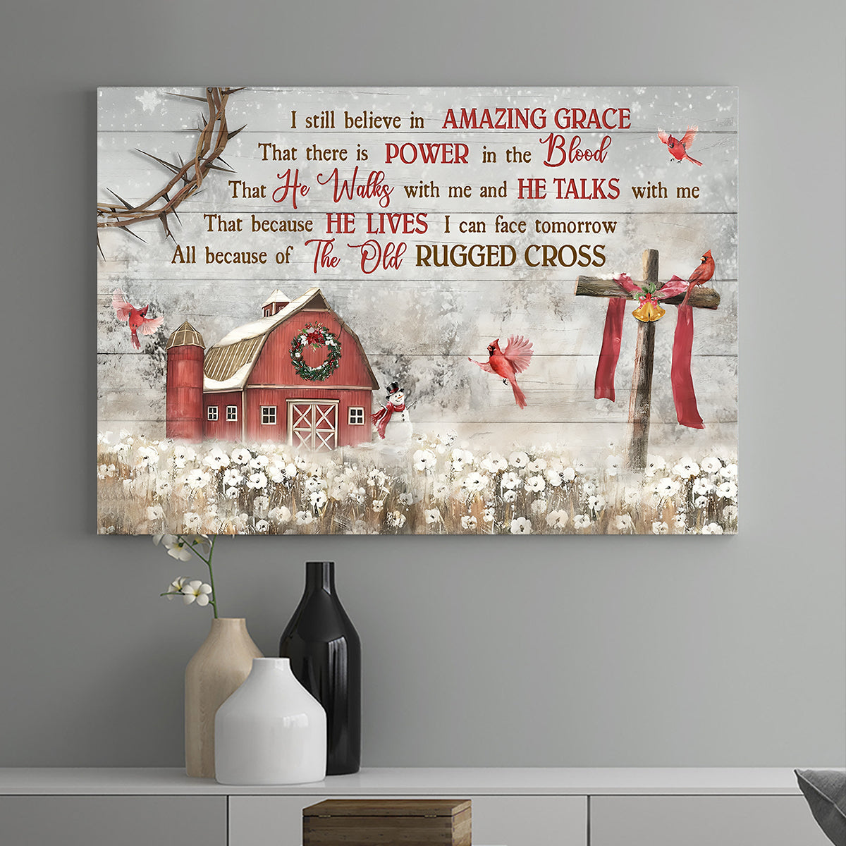 I Still Believe in Amazing Grace, Cardinal Winter Canvas