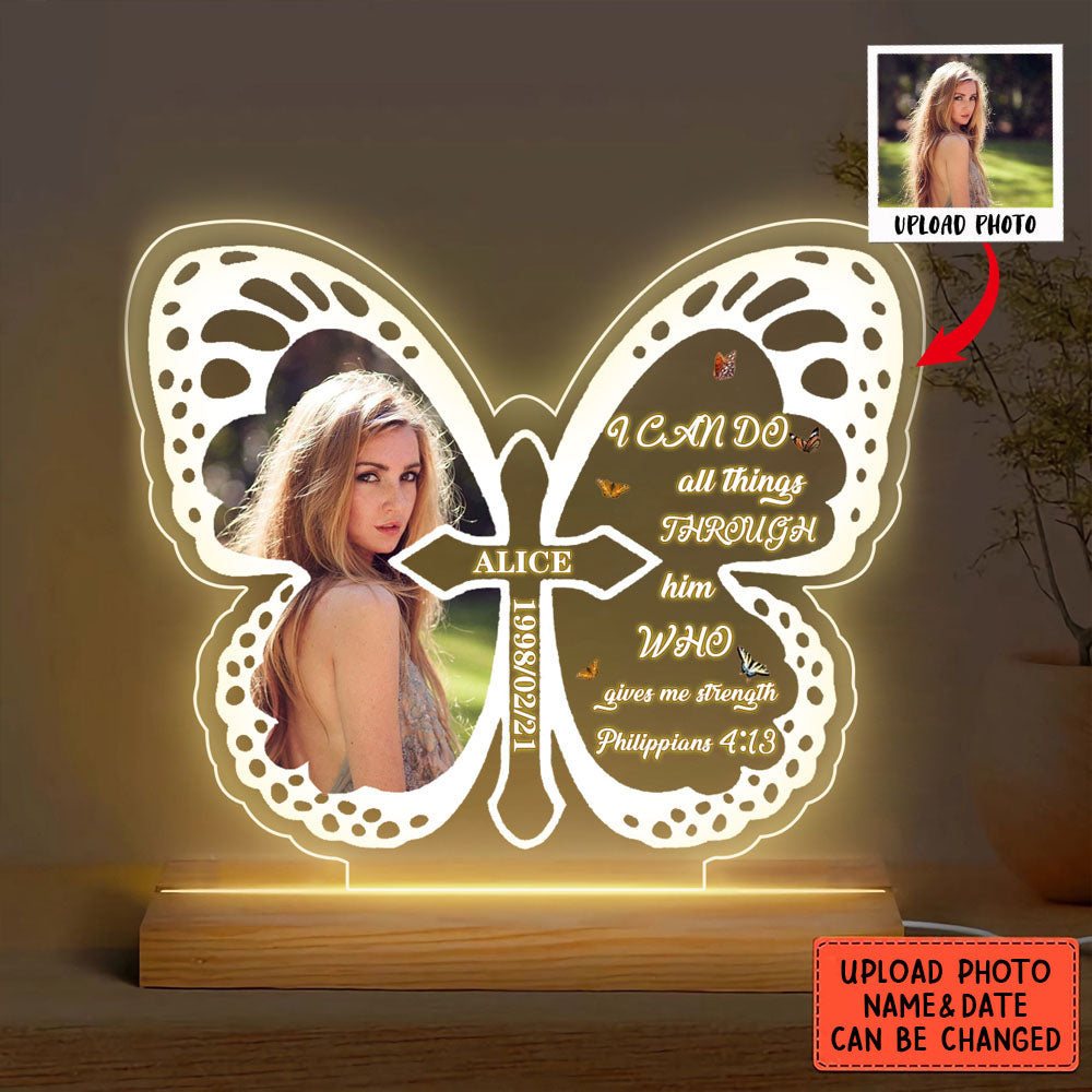 I Can Do All Things Through Him Personalized LED Lamp Night Light