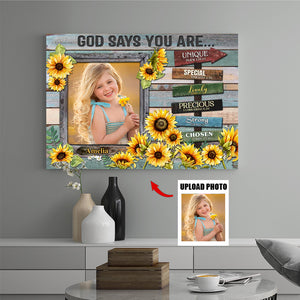 Personalized Canvas Prints Custom Photo,  Gift For Daughter, God Says You Are...