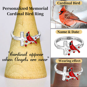 Personalized Memorial Cardinal Cross Ring