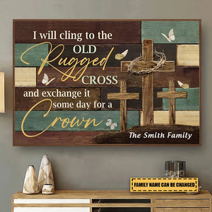 Personalized The old rugged cross wall art canvas print