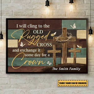 Personalized The old rugged cross wall art canvas print