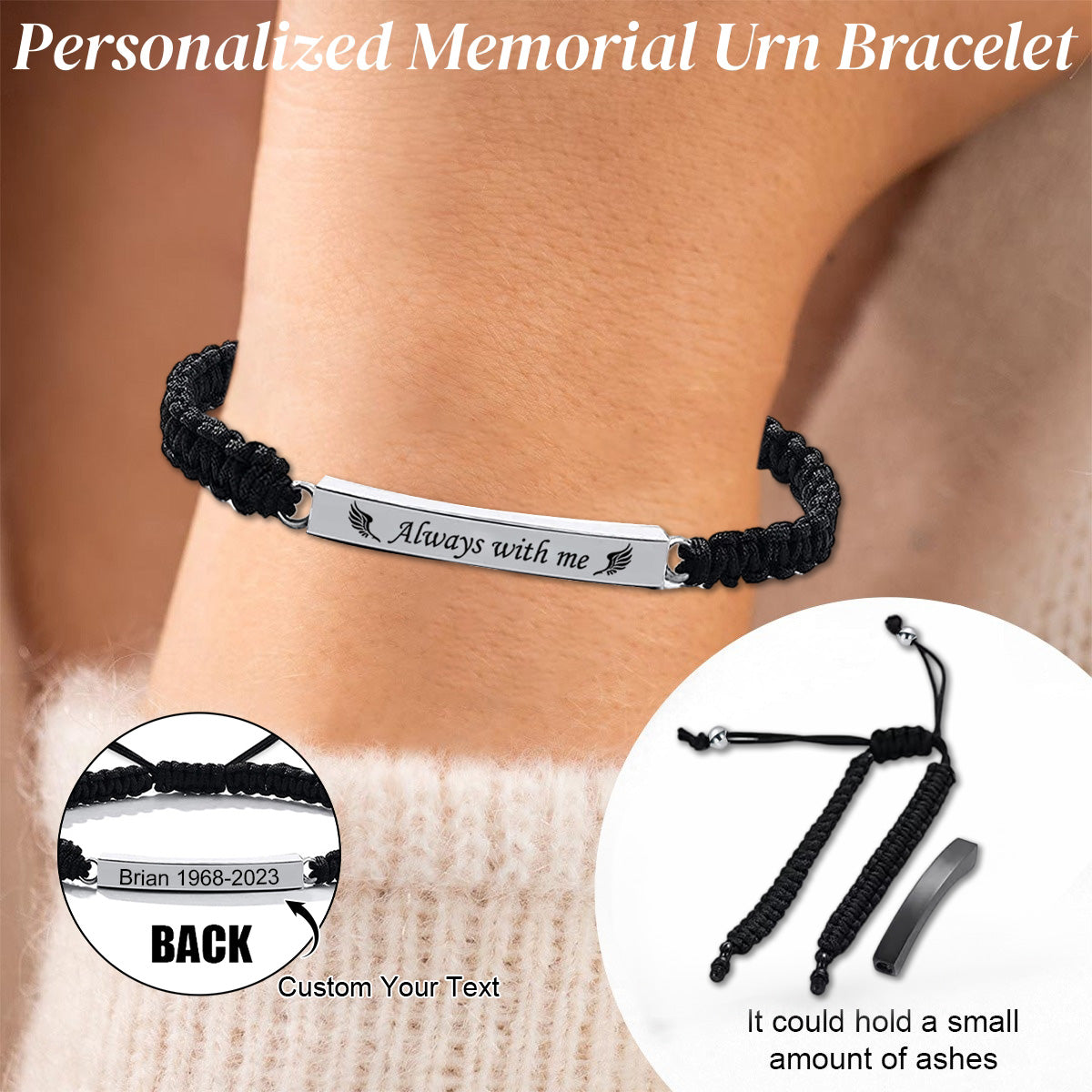 Personalized Always With Me Memorial Urn Bracelet - Gift For Christmas