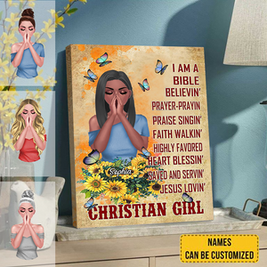 Christian Girl Sunflower I Am A Bible Believin Personalized Canvas