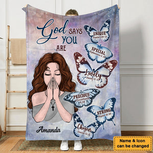 KISSFAITH-God Says I Am Personalized Blanket