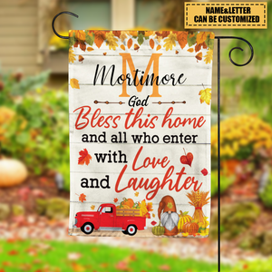 Bless This Home Thankful Fall Personalized Garden Flag