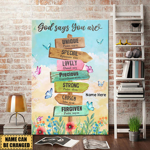 God Says You Are Location Sign Canvas