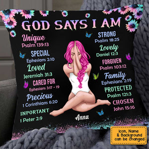 God Says I Am Sun Sunflowers Glitter Leopard Pillowcase