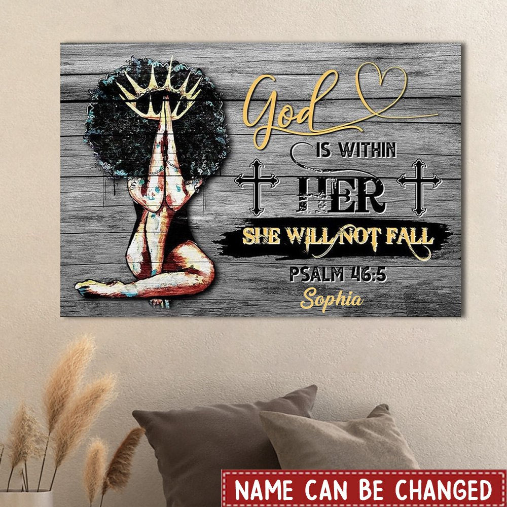 God Is Within Her She Will Not Fall Personalized Canvas