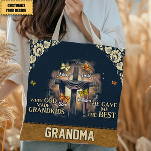 God Gave Me The Best Grandkids Personalized Bag