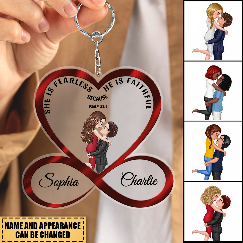 Couple Hugging Kissing Anniversary Gift Personalized Keychain