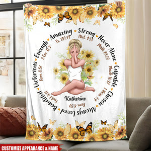 Bible With Sunflowers - Personalized Blanket