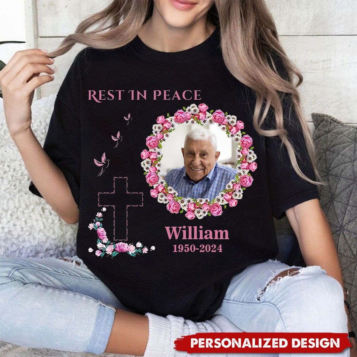 KISSFAITH-Personalized Rest in Peace Memorial T-Shirt