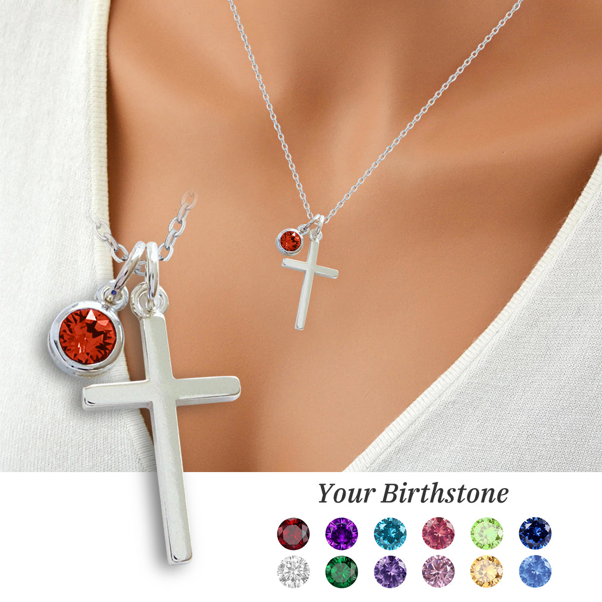KISSFAITH-Bible Verse Cross Personalized Necklace With Birthstone