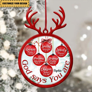 Personalized Christmas Deer Antlers God Says You Are Ornament