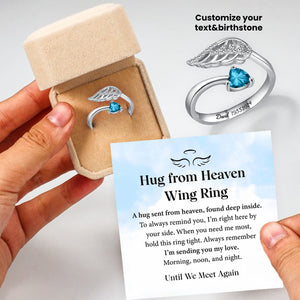 Personalized Hug from Heaven Wing Birthstone Ring