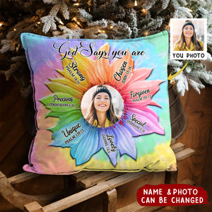 Personalized Rainbow Sunflower God Says You Are Pillowcase