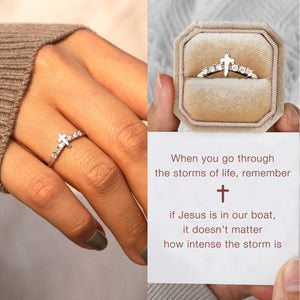 KISSFAITH-Storms Of Life Cross Arch Ring,Christian Gift