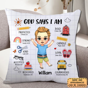 God Says I Am Back To School-Personalized Grandkids Pillowcase Gift