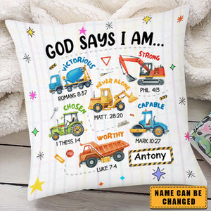 Gifts For Grandson Construction Machines I Am Kid Personalized Pillowcase