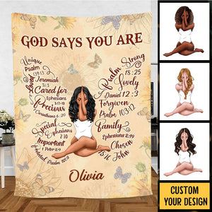 God Says You Are Christian Bible Verse - Personalized Blanket