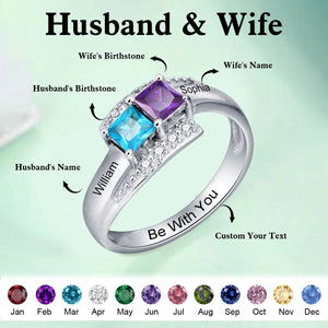 Personalized Name Birthstones Ring - Promise Gift For Couples