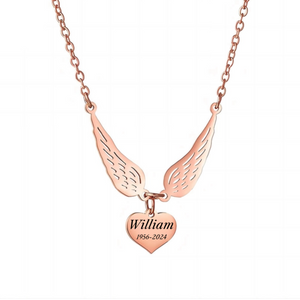 Personalized Custom Name Date Wing Memorial Necklace - Gift For Christmas