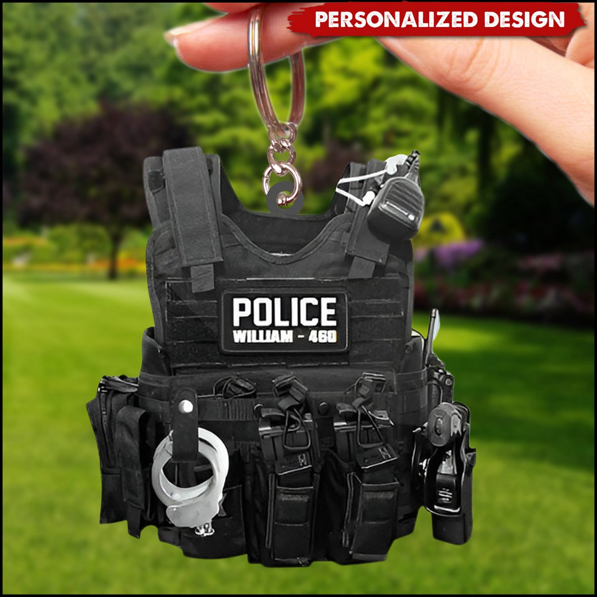 Personalized Police Bulletproof Vest Keychain Gift For Police - kissfaith