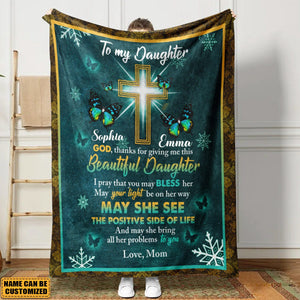 KISSFAITH-God, Thanks For Giving Me This Beautiful Daughter Personalized Blanket