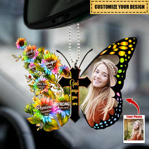 Personalized Christian Butterfly With Flower Ornament