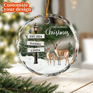 Married Little Christmas – Personalized Couple Glass Ornament