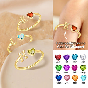 Initials Ring Women Simple Fashion Love Birthstone Ring