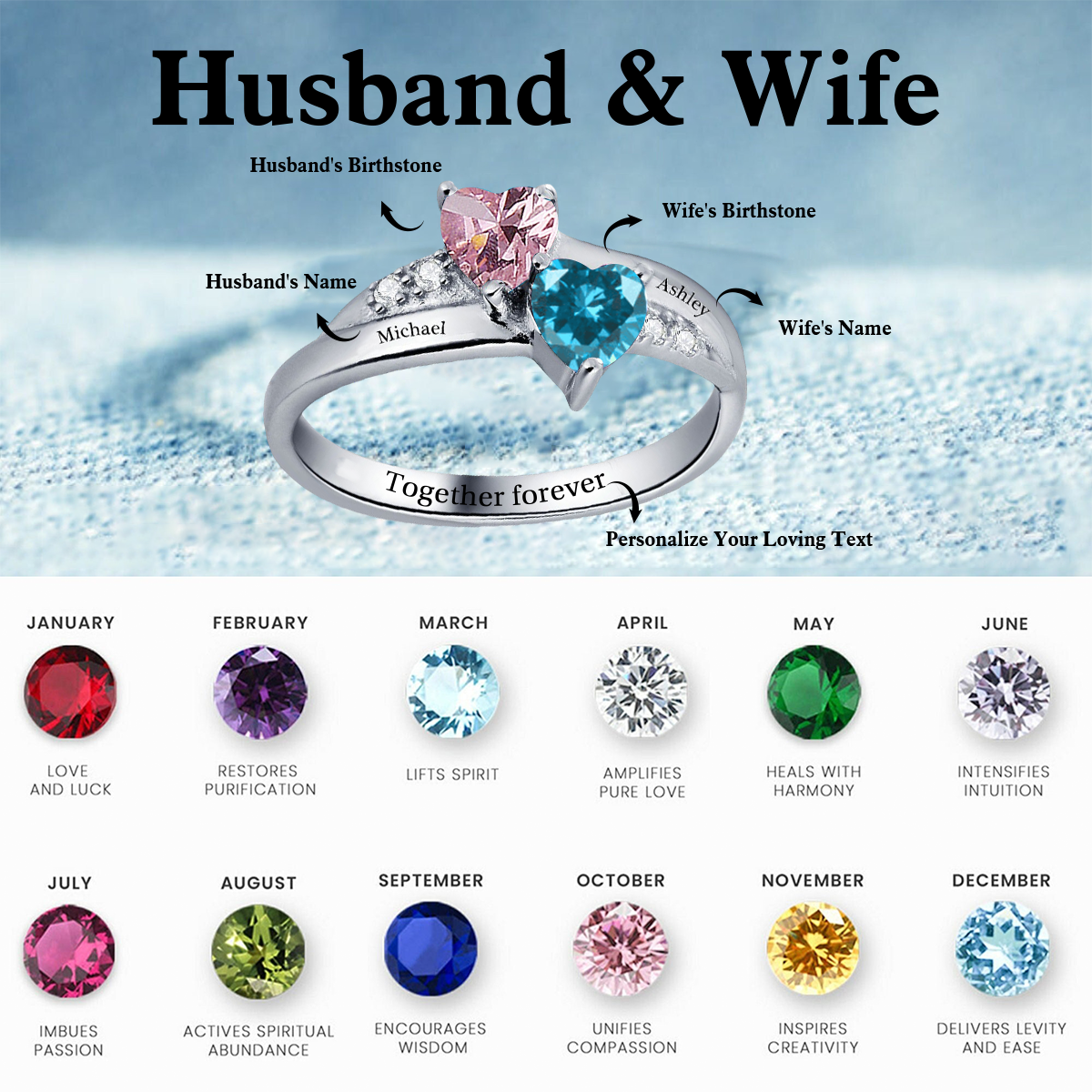 Together Forever - Personalized Promise Birthstones Ring