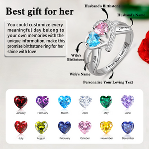 Love Forever - Personalized Love Heart Promise Birthstones Ring