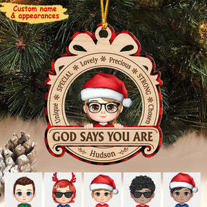 God Says You Are Cute Kids Christmas Vibe Affirmation Personalized Ornament Gift