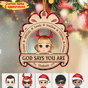 God Says You Are Cute Kids Christmas Vibe Affirmation Personalized Ornament Gift