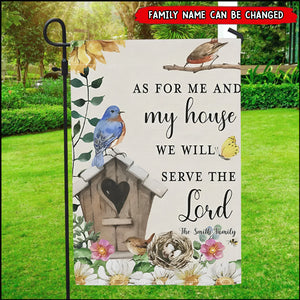 As For Me and My House Birds Birdhouse Scripture -Christian Personalized Garden Flag